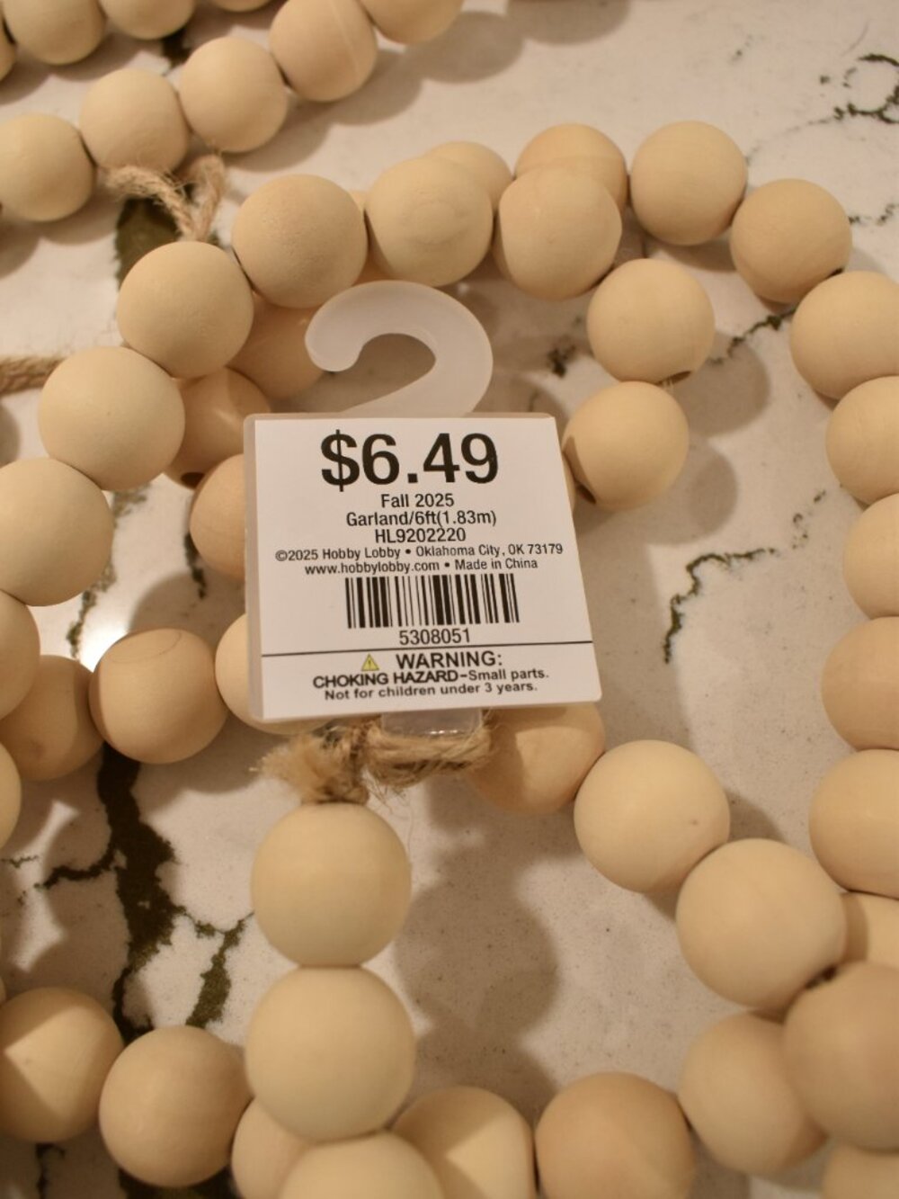 4 Wooden Bead Garland Strands 72 Inch Natural Wood Farmhouse Mantel Tiered Tray - Picture 3 of 3